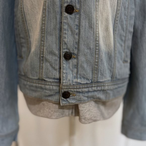 Sun + Stone Light Faded Blue Denim Jean Jacket Mens Acid Wash Trucker Streetwear - Picture 9 of 14